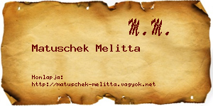 Matuschek Melitta névjegykártya
